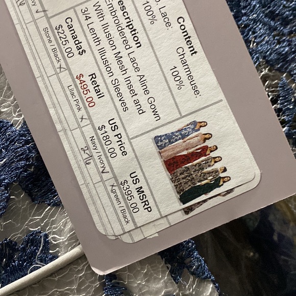 Js Collections 3/4 sleeves embroidered lace long gown - Picture 6 of 9